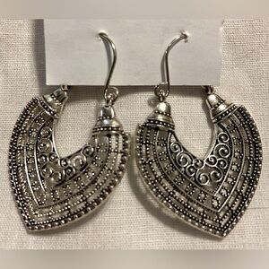 Silver-Toned BoHo Earrings With Latch back Closure